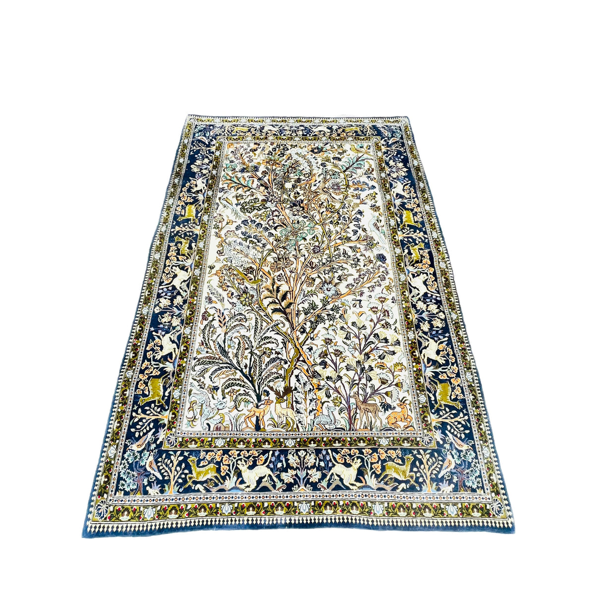 Orientteppich Lebensbaum Elfenbein, 214 × 140 cm (7,0 × 4,6 ft), handgeknüpftes Unikat