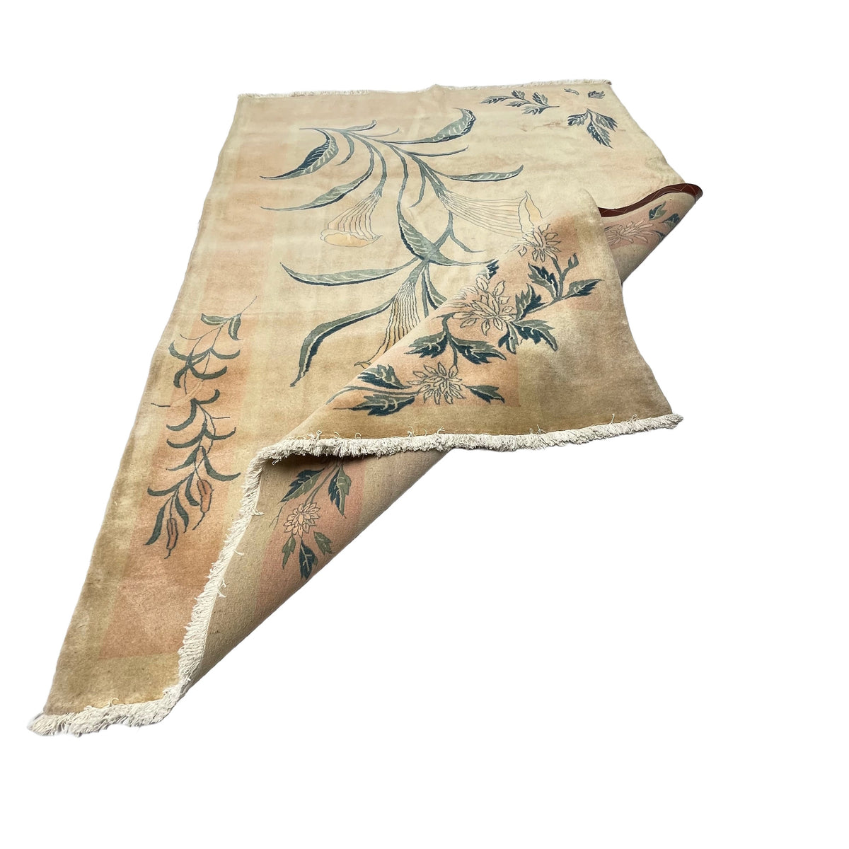 Orientteppich Beige Grün Floral, handgeknüpftes Unikat – Ansicht 5