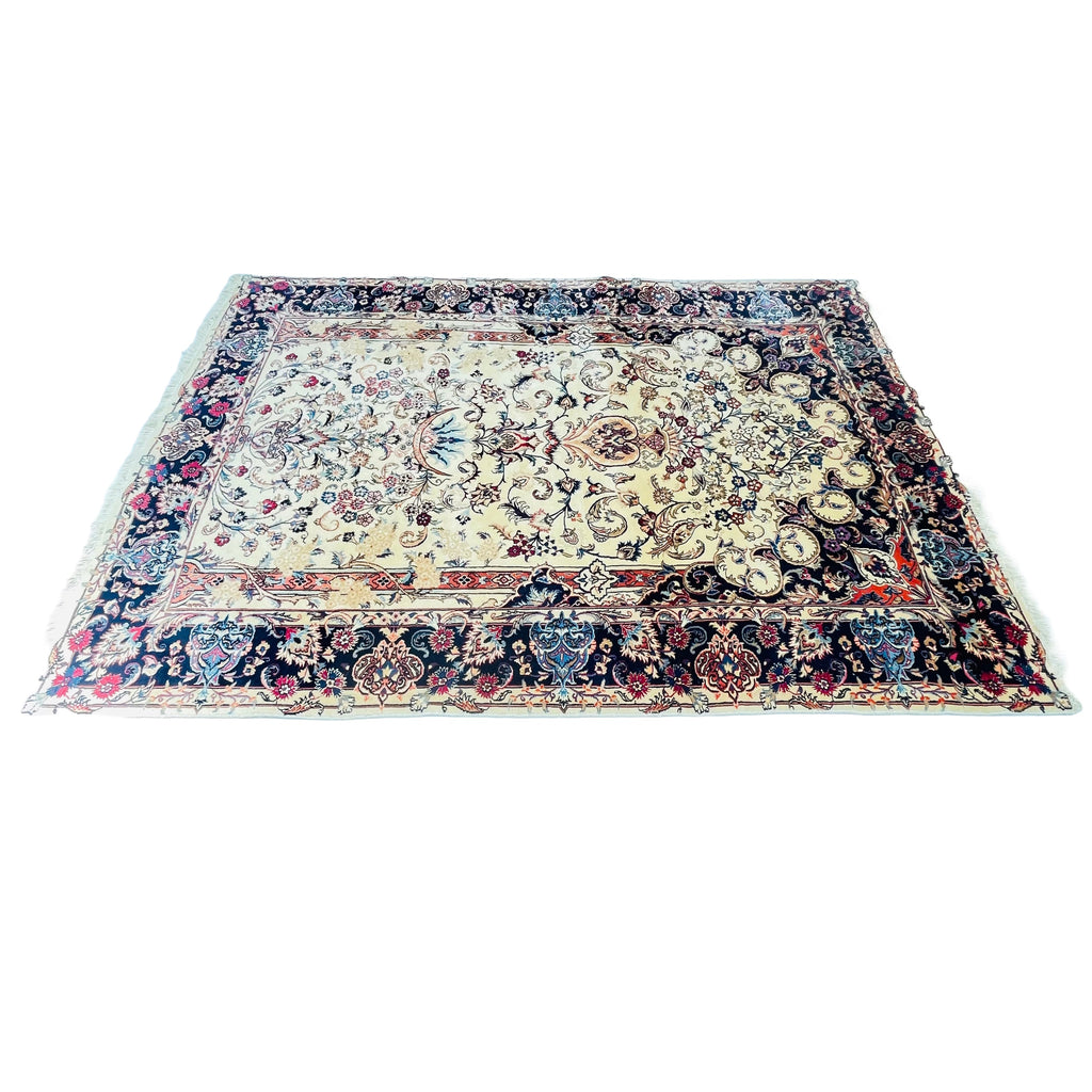 Alter Orientteppich Creme Beige Ranken, handgeknüpftes Unikat – Ansicht 4