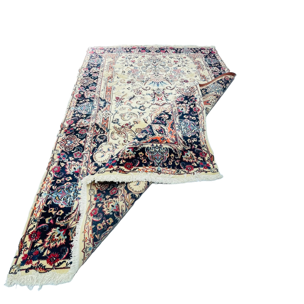 Alter Orientteppich Creme Beige Ranken, handgeknüpftes Unikat – Ansicht 5