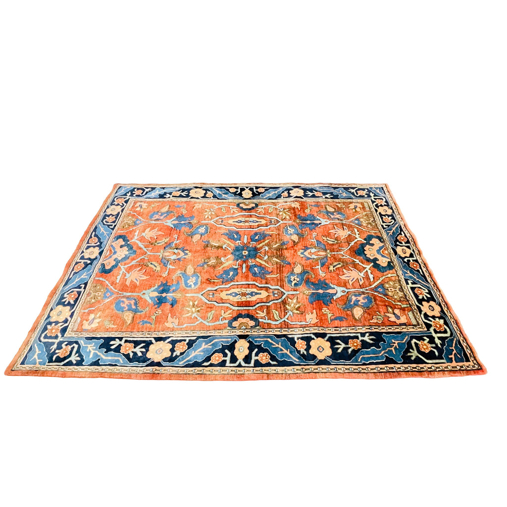 Orientteppich Terracotta Blau Palmetten, handgeknüpftes Unikat – Ansicht 4