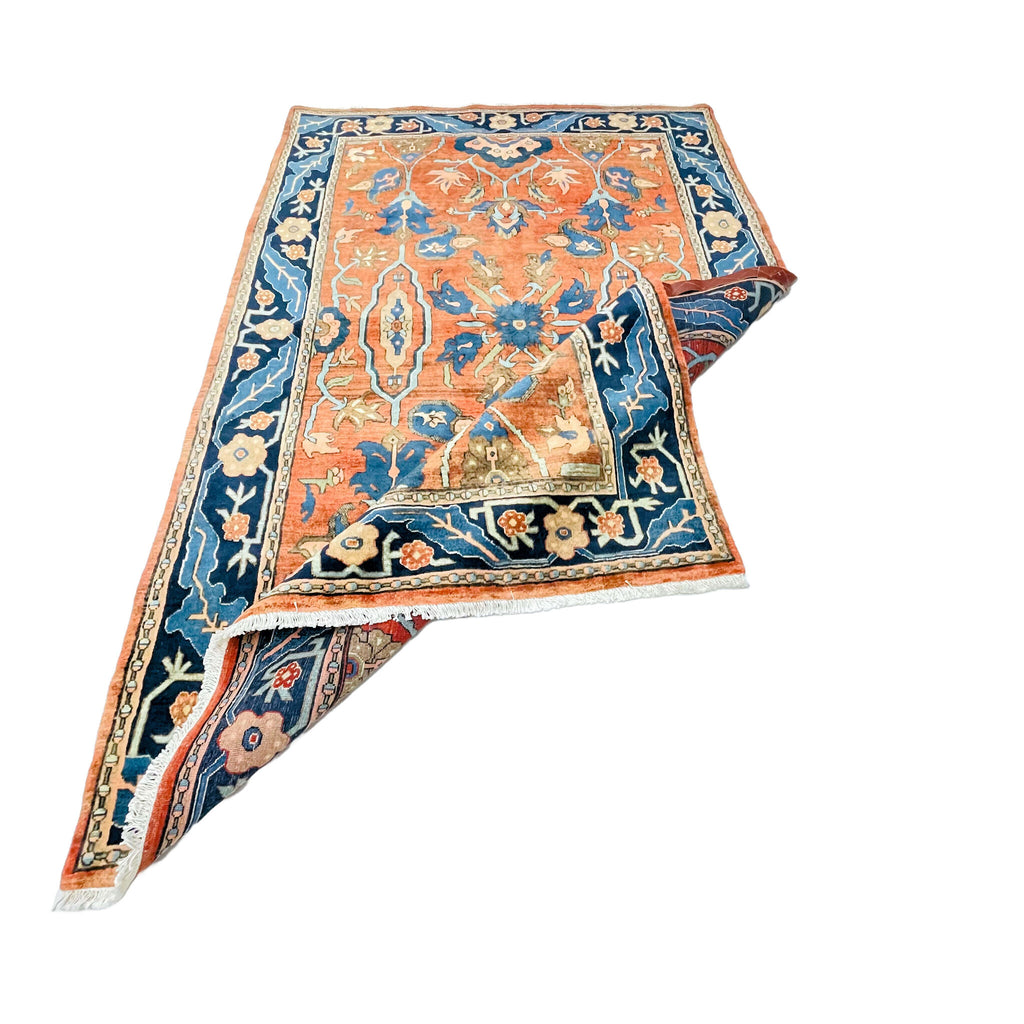 Orientteppich Terracotta Blau Palmetten, handgeknüpftes Unikat – Ansicht 5