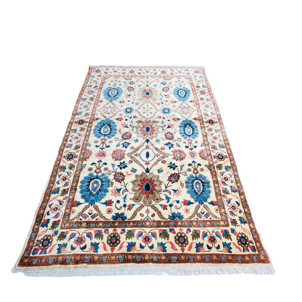 Orientteppich Beige Blau Palmetten, handgeknüpftes Unikat – Ansicht 3