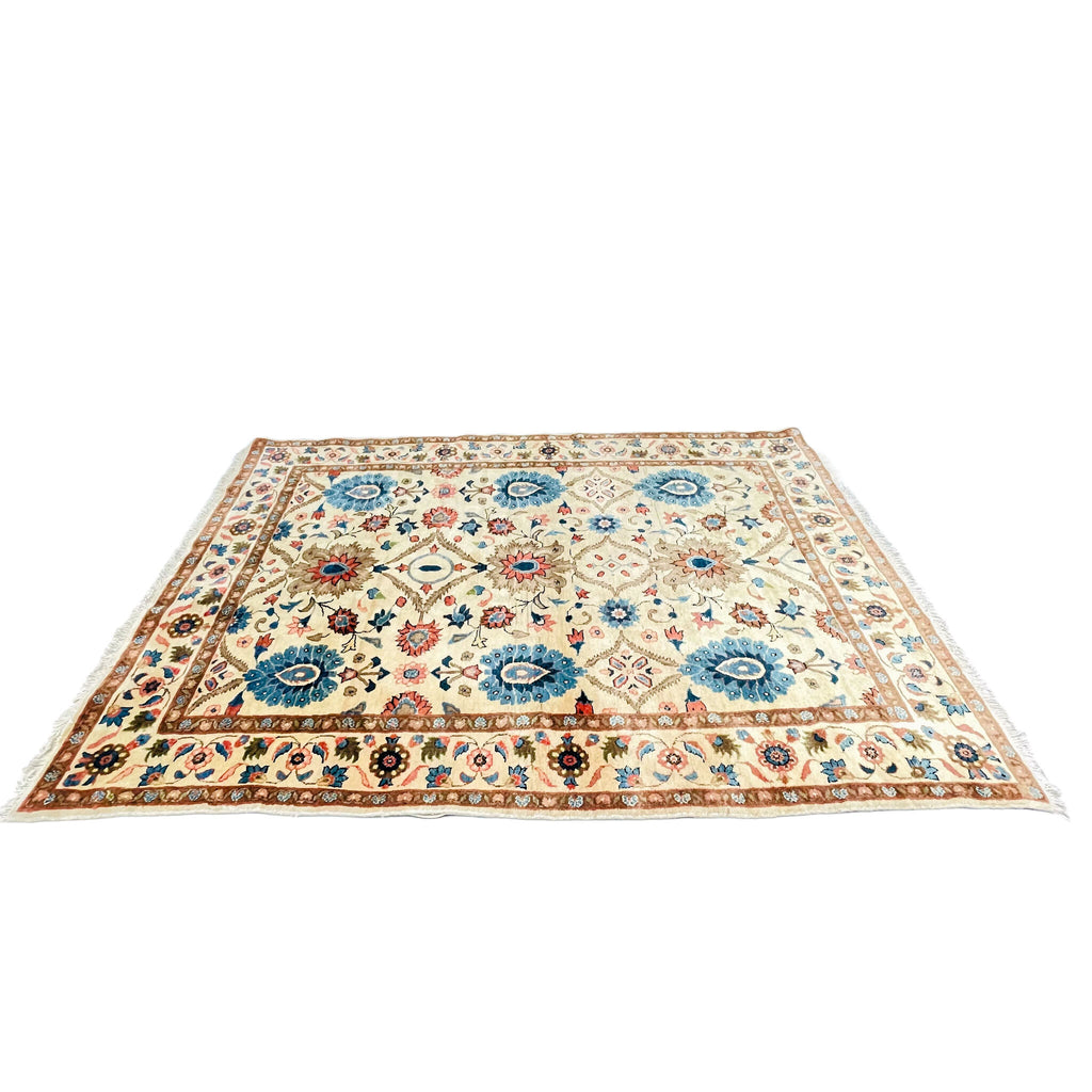 Orientteppich Beige Blau Palmetten, handgeknüpftes Unikat – Ansicht 4