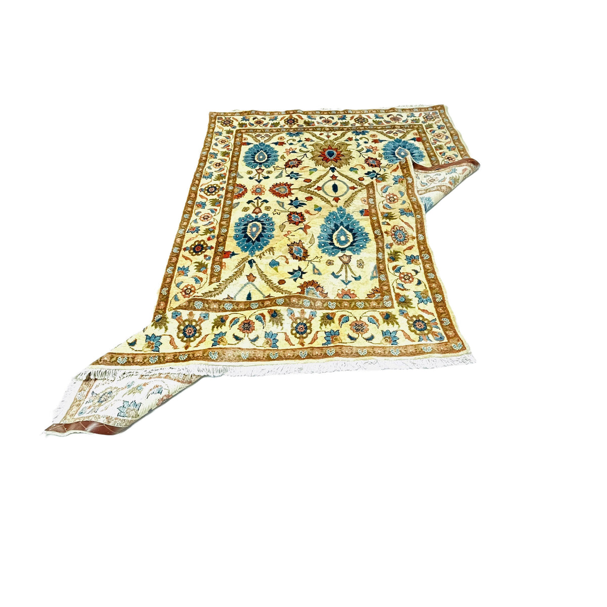 Orientteppich Beige Blau Palmetten, handgeknüpftes Unikat – Ansicht 5