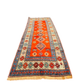 Antiker Kazak Teppich Läufer Orange, 314 × 145 cm (10,3 × 4,8 ft), handgeknüpftes Unikat