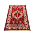 Antiker Kazak Teppich Rot Hellblau, 180 × 129 cm (5,9 × 4,2 ft), handgeknüpftes Unikat