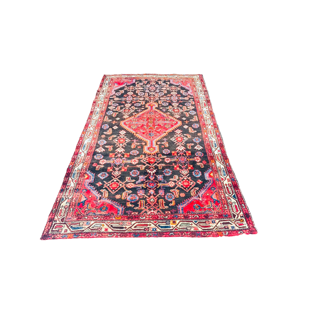 Orientteppich Dunkelblau Rosé Medaillon, 212 × 137 cm (7,0 × 4,5 ft), handgeknüpftes Unikat