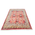 Orientteppich Rot Beige Allover-Muster, 205 × 175 cm (6,7 × 5,7 ft), handgeknüpftes Unikat