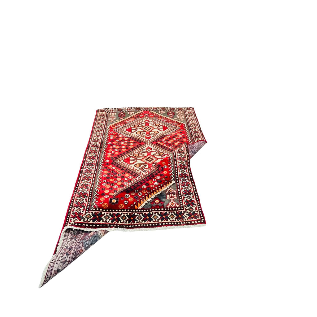 Orientteppich Rot Creme Rauten-Medaillons, handgeknüpftes Unikat – Ansicht 5