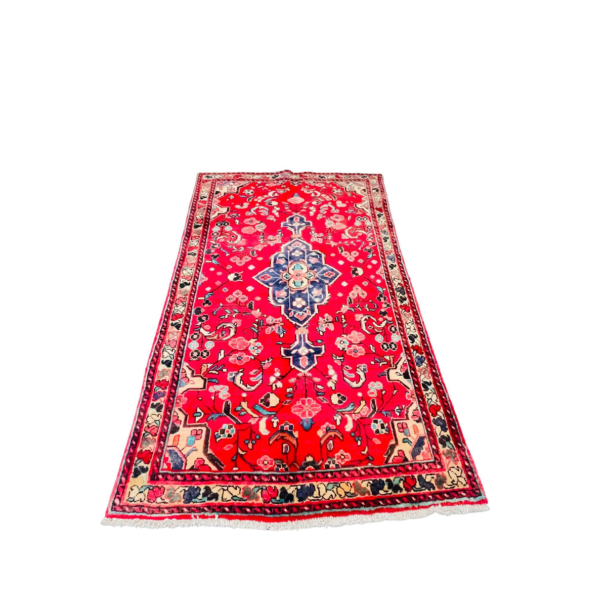 Orientteppich Rot Blau Florales Medaillon, handgeknüpftes Unikat – Ansicht 3