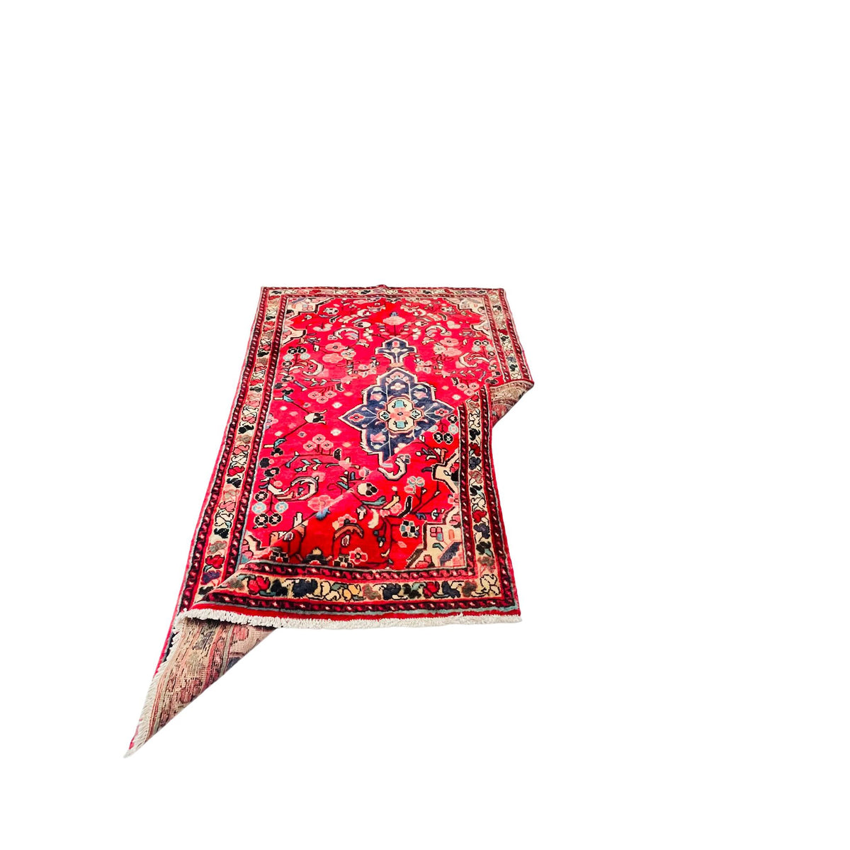 Orientteppich Rot Blau Florales Medaillon, handgeknüpftes Unikat – Ansicht 5