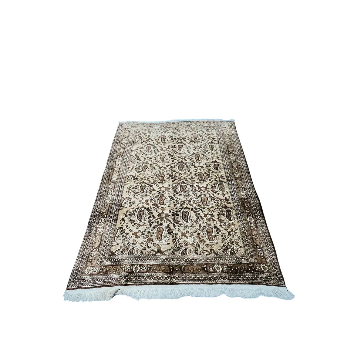 Orientteppich Beige Braun Boteh Paisley, handgeknüpftes Unikat – Ansicht 3