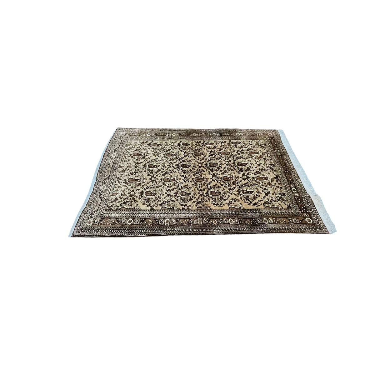 Orientteppich Beige Braun Boteh Paisley, handgeknüpftes Unikat – Ansicht 4
