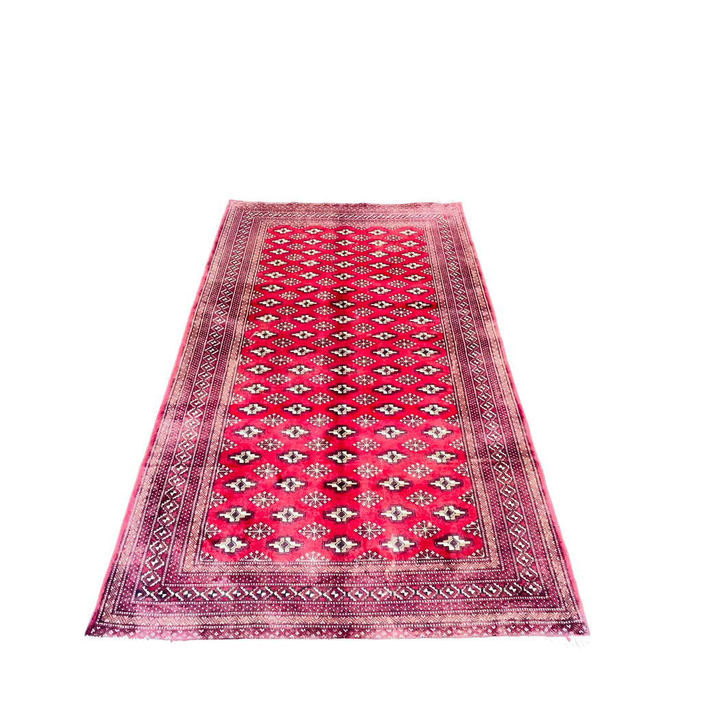 Buchara Orientteppich Rot Geometrisch, handgeknüpftes Unikat – Ansicht 3