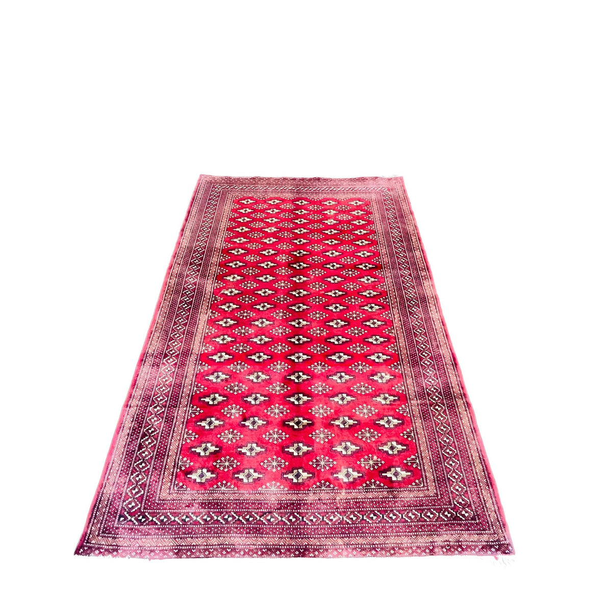 Buchara Orientteppich Rot Geometrisch, handgeknüpftes Unikat – Ansicht 3