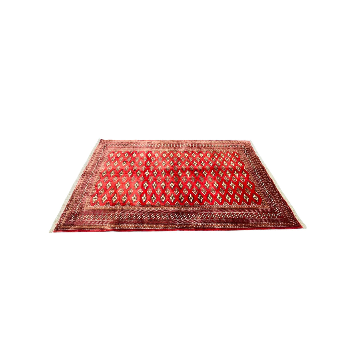Buchara Orientteppich Rot Geometrisch, handgeknüpftes Unikat – Ansicht 4