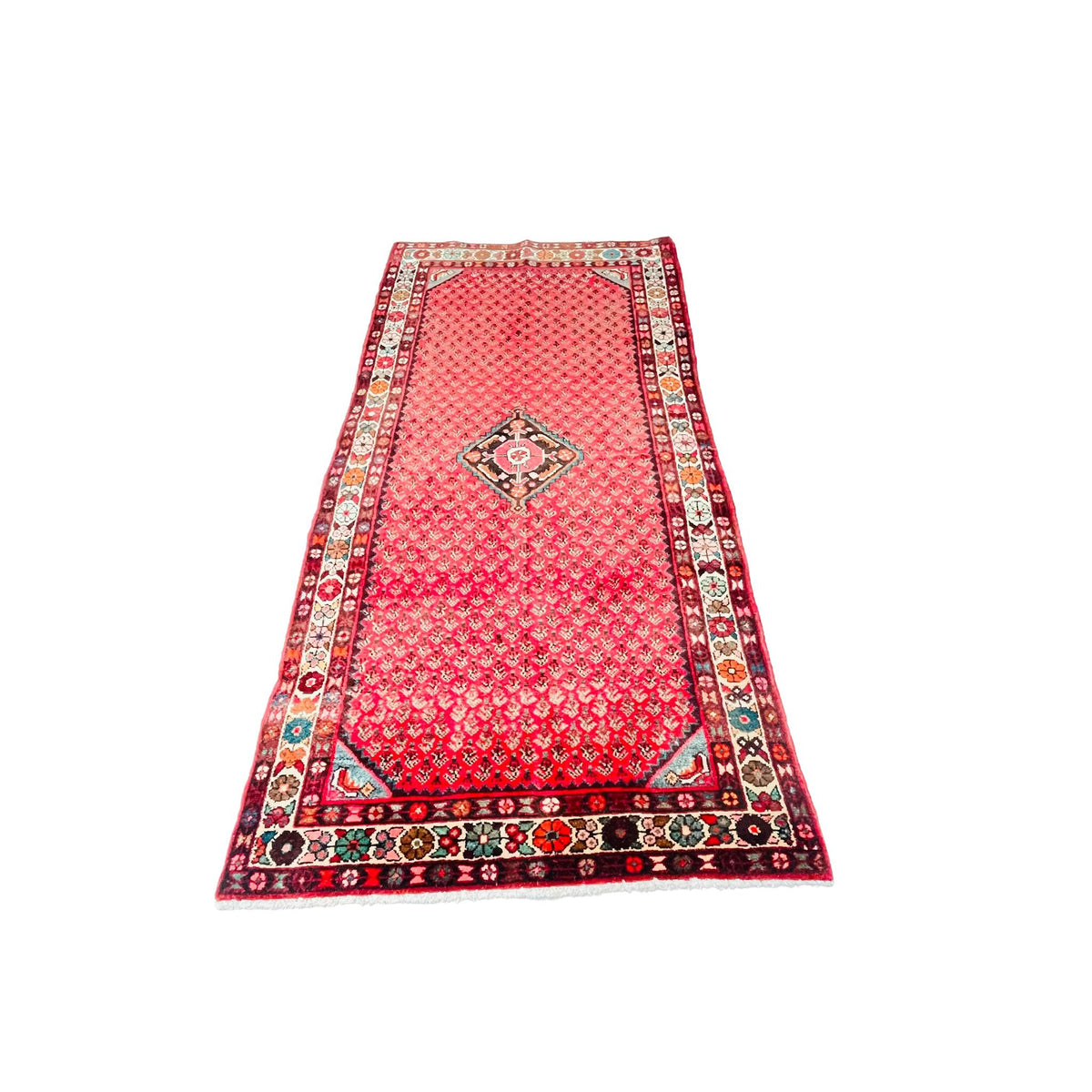 Orientteppich Läufer Koralle Medaillon, 228 × 114 cm (7,5 × 3,7 ft), handgeknüpftes Unikat