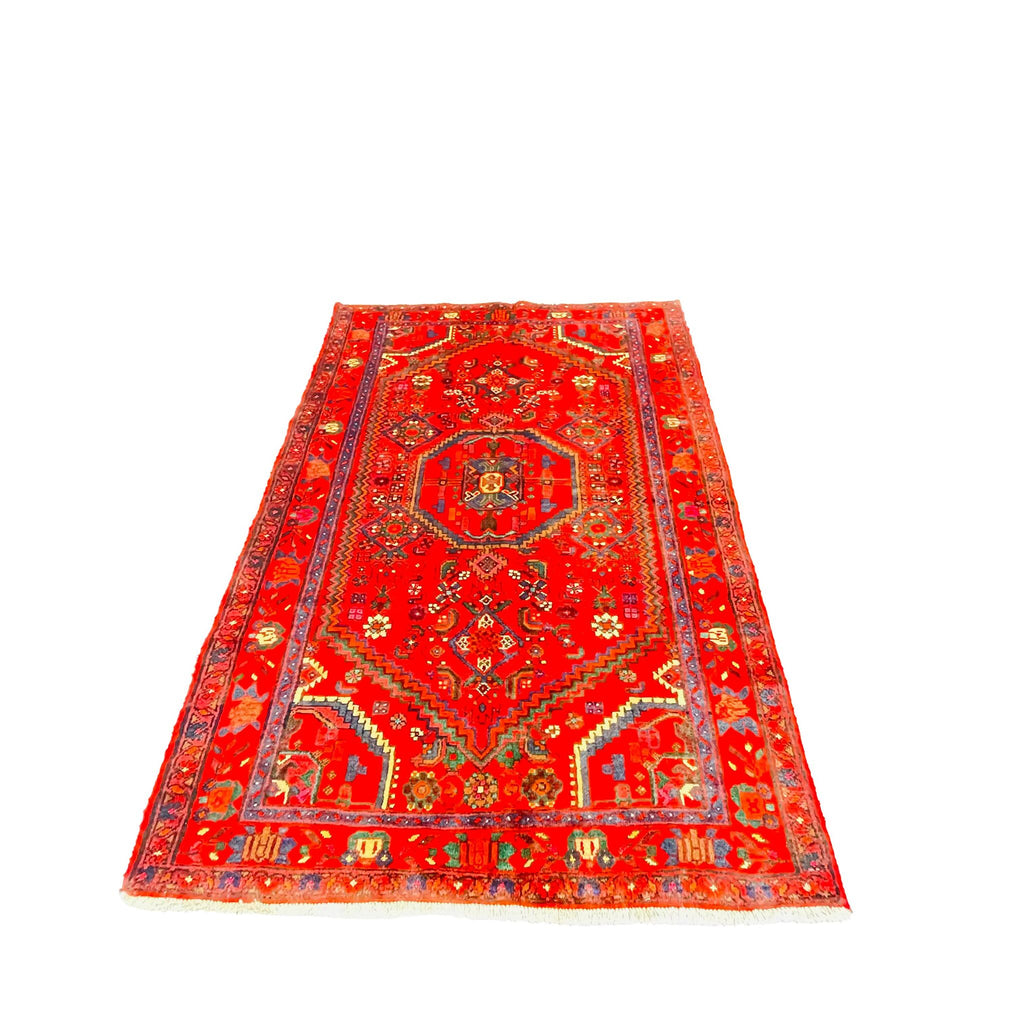Orientteppich Rot Blau Medaillon aus Wolle, 200 × 138 cm (6,6 × 4,5 ft), handgeknüpftes Unikat