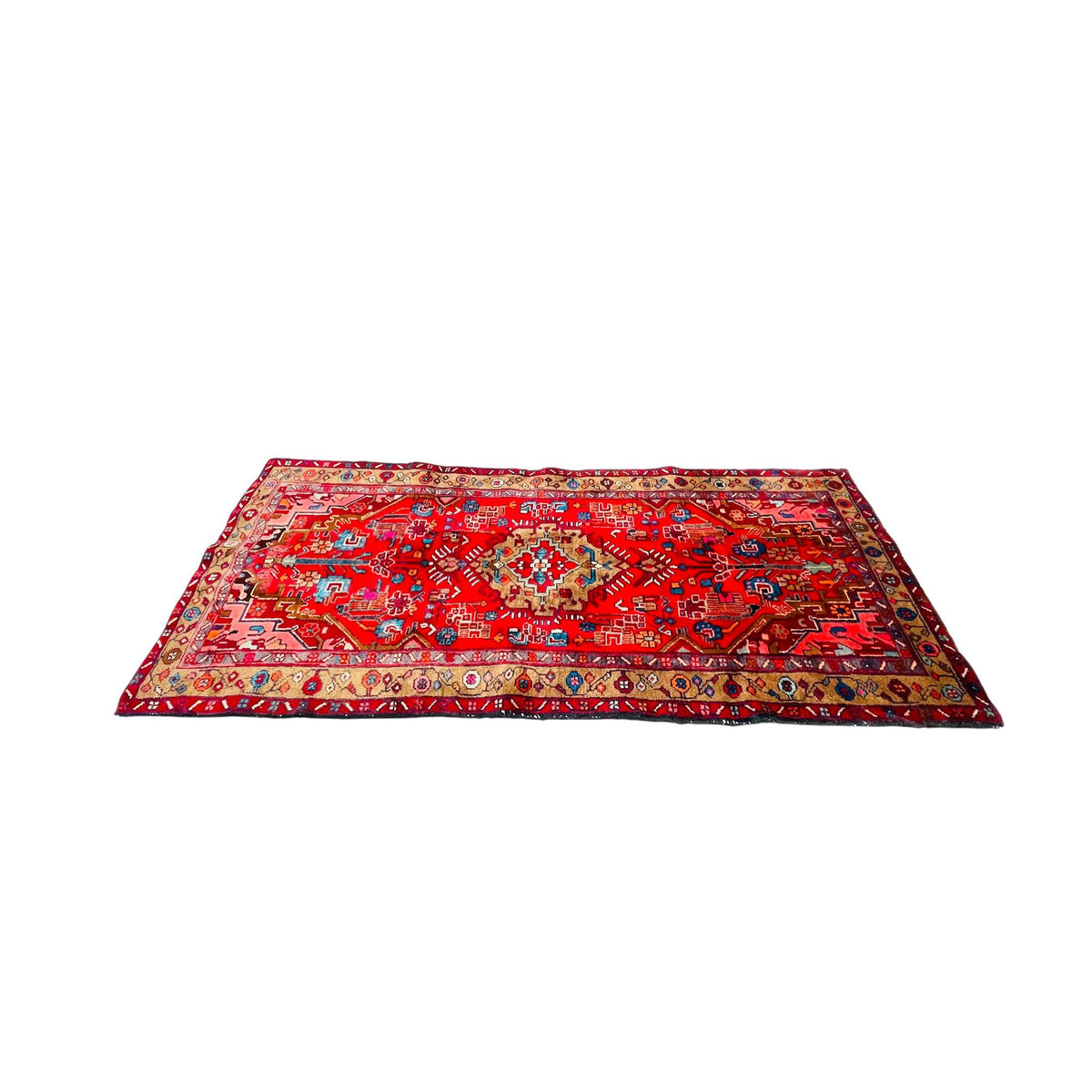 Orientteppich Läufer Rot Beige Medaillon, handgeknüpftes Unikat – Ansicht 3