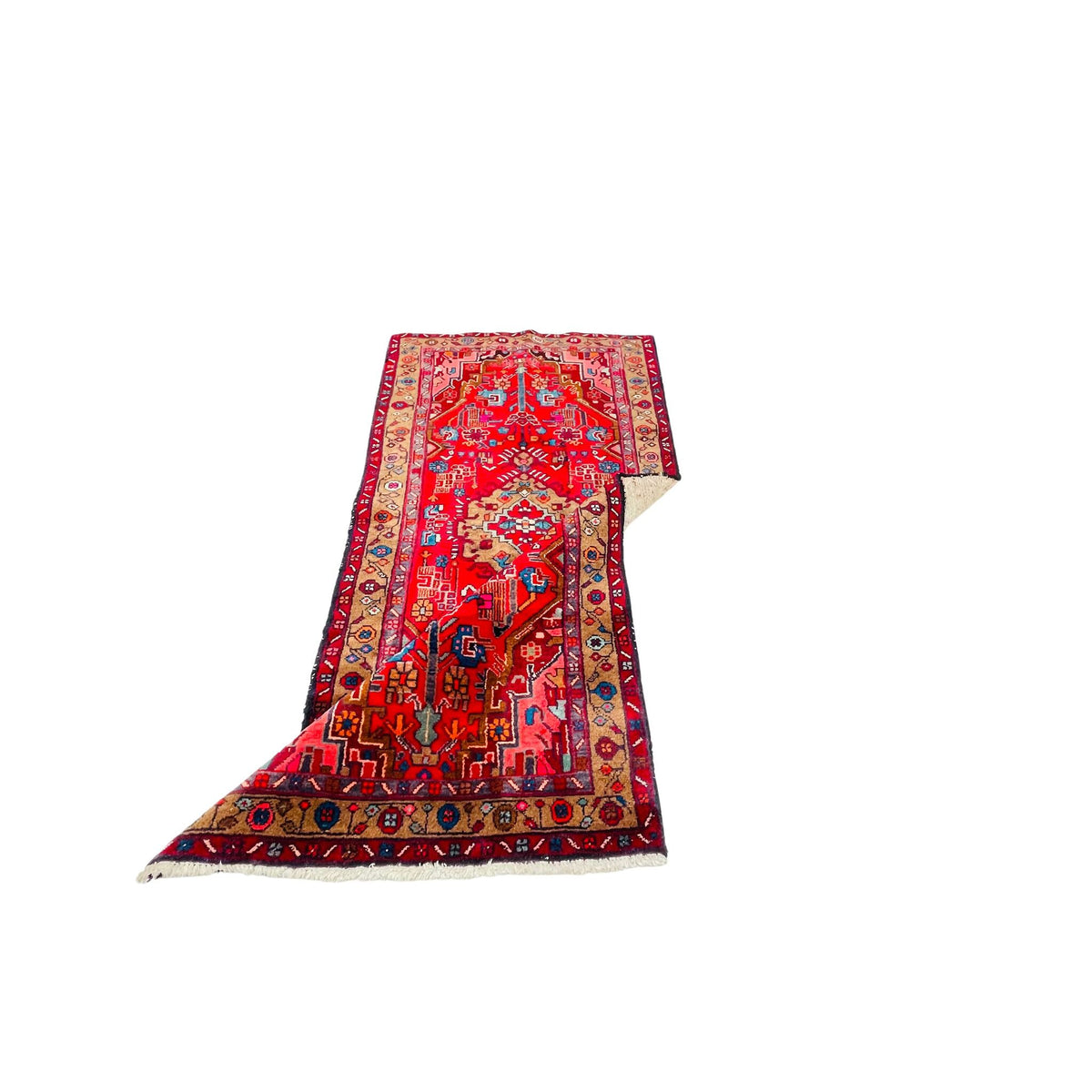 Orientteppich Läufer Rot Beige Medaillon, handgeknüpftes Unikat – Ansicht 5