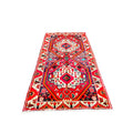 Orientteppich Rot Blau Geometrisch Medaillon, 230 × 138 cm (7,5 × 4,5 ft), handgeknüpftes Unikat