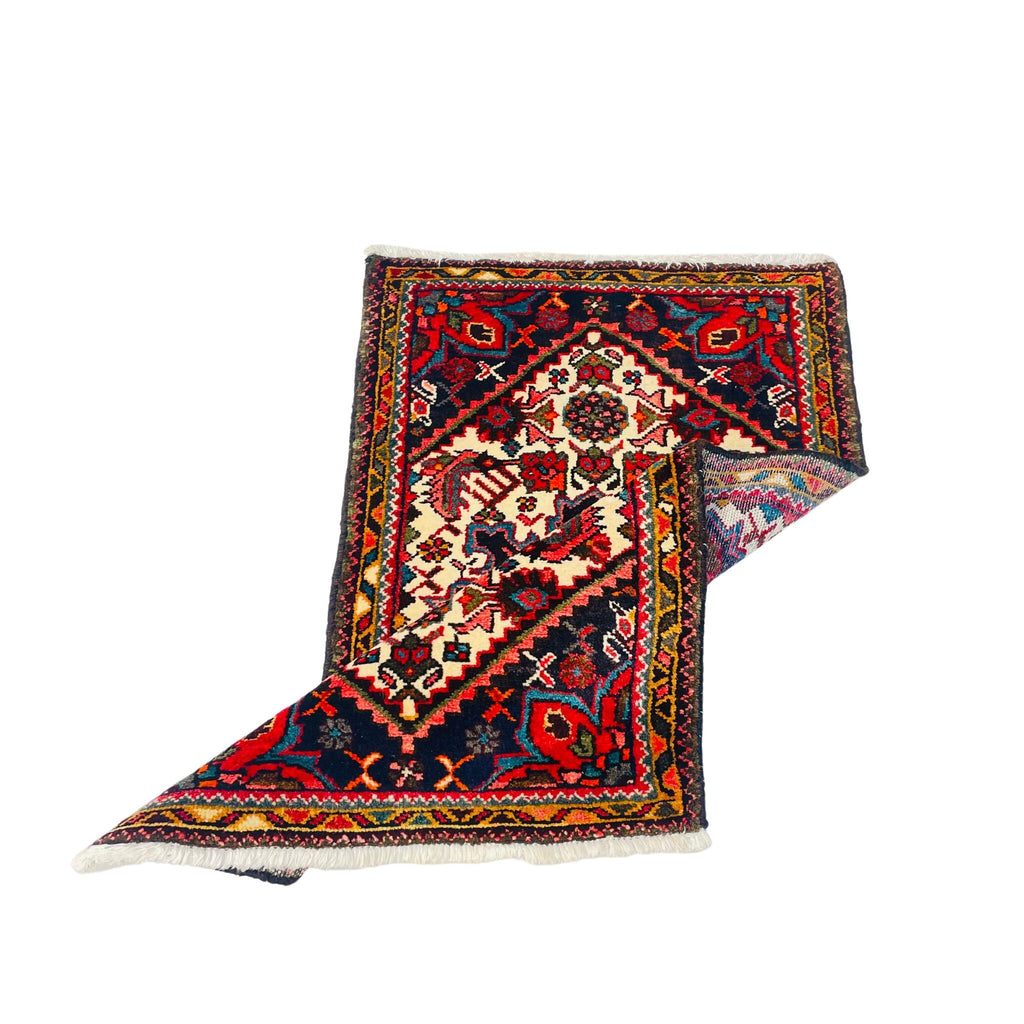 Poshti Teppich Klein Medaillon Rot Blau, handgeknüpftes Unikat – Ansicht 5