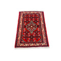 Poshti Teppich Klein Rot Türkis Medaillon, 101 × 66 cm (3,3 × 2,2 ft), handgeknüpftes Unikat