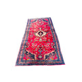 Orientteppich Läufer Rot Blau Medaillon, 225 × 118 cm (7,4 × 3,9 ft), handgeknüpftes Unikat