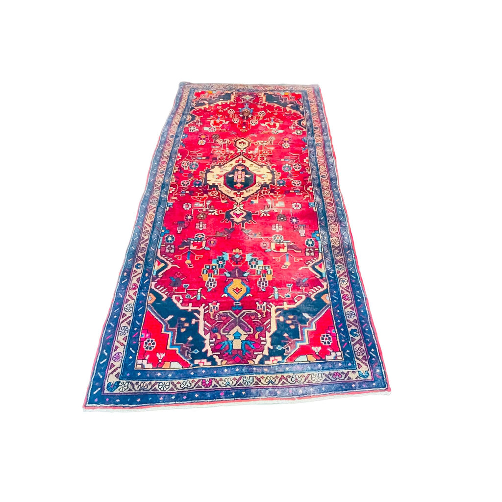 Orientteppich Läufer Rot Blau Medaillon, handgeknüpftes Unikat – Ansicht 3