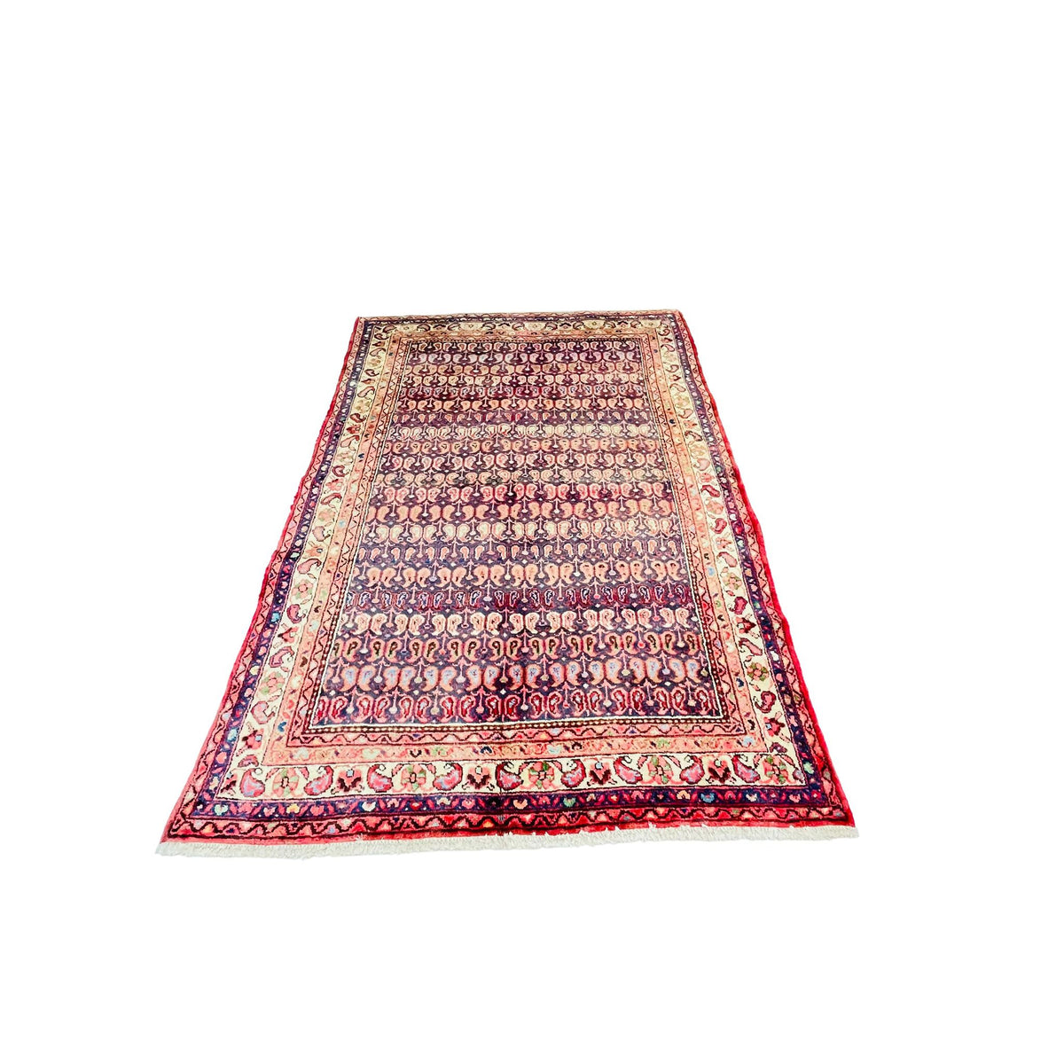 Orientteppich Rot Boteh Paisley, 200 × 136 cm (6,6 × 4,5 ft), handgeknüpftes Unikat