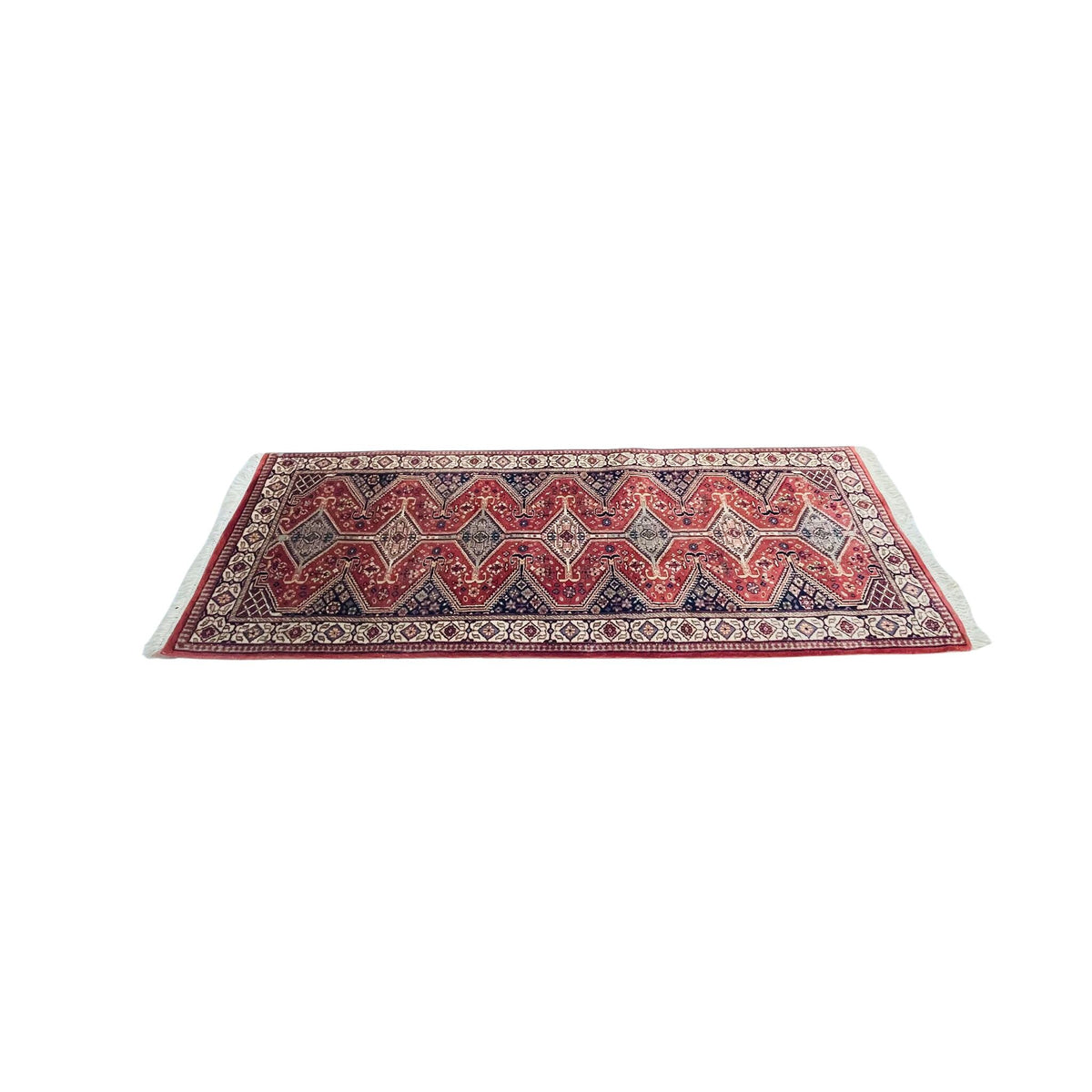 Handgeknüpfter Pakistan Teppich Läufer Rot Blau, Unikat – Ansicht 4