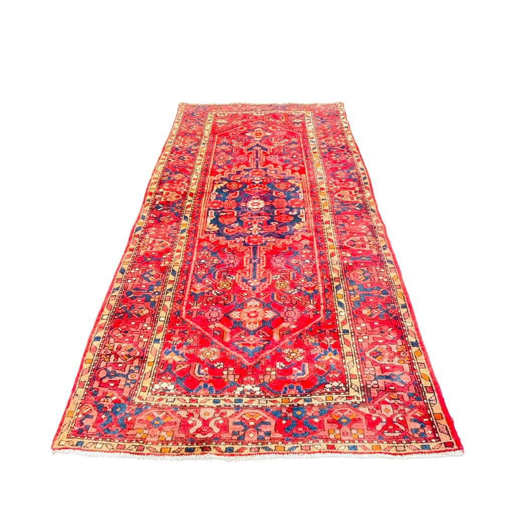 Orientteppich Rot Blau Geometrisches Medaillon, handgeknüpftes Unikat – Ansicht 3