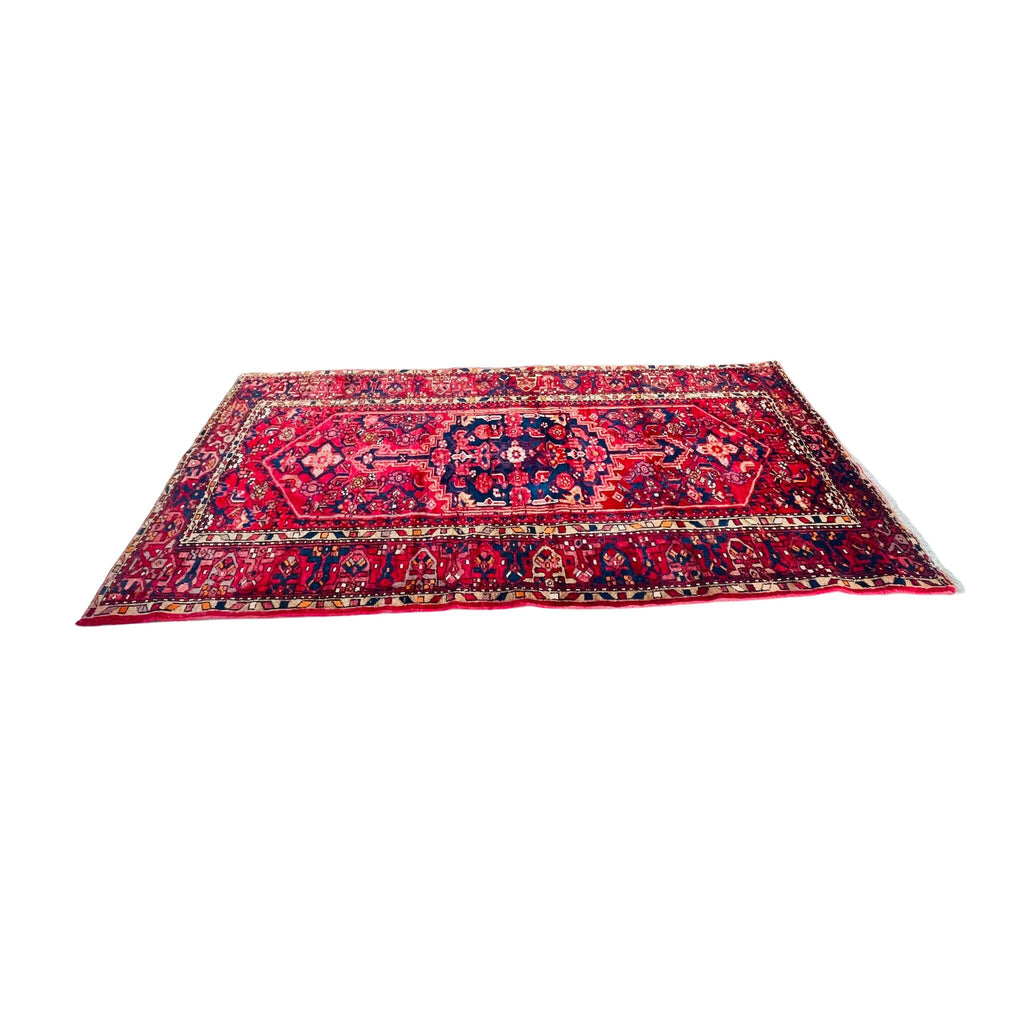 Orientteppich Rot Blau Geometrisches Medaillon, handgeknüpftes Unikat – Ansicht 4