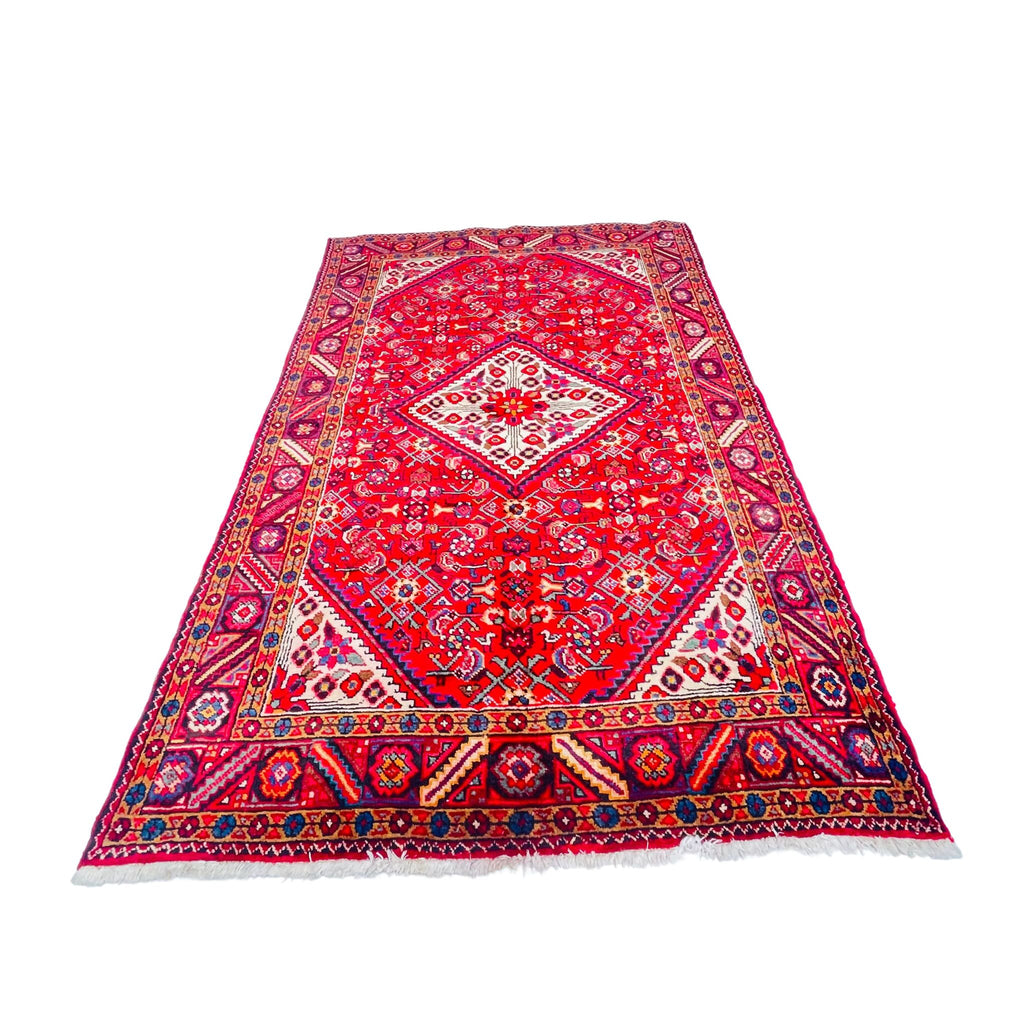 Orientteppich Rot Beige Blau Rautenmedaillons, handgeknüpftes Unikat – Ansicht 4