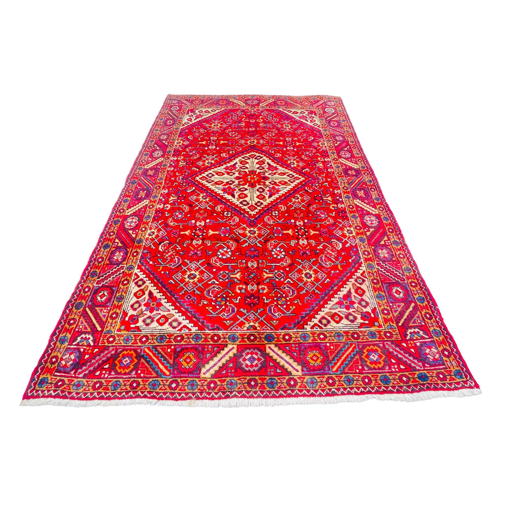 Orientteppich Rot Beige Blau Rautenmedaillons, handgeknüpftes Unikat – Ansicht 5