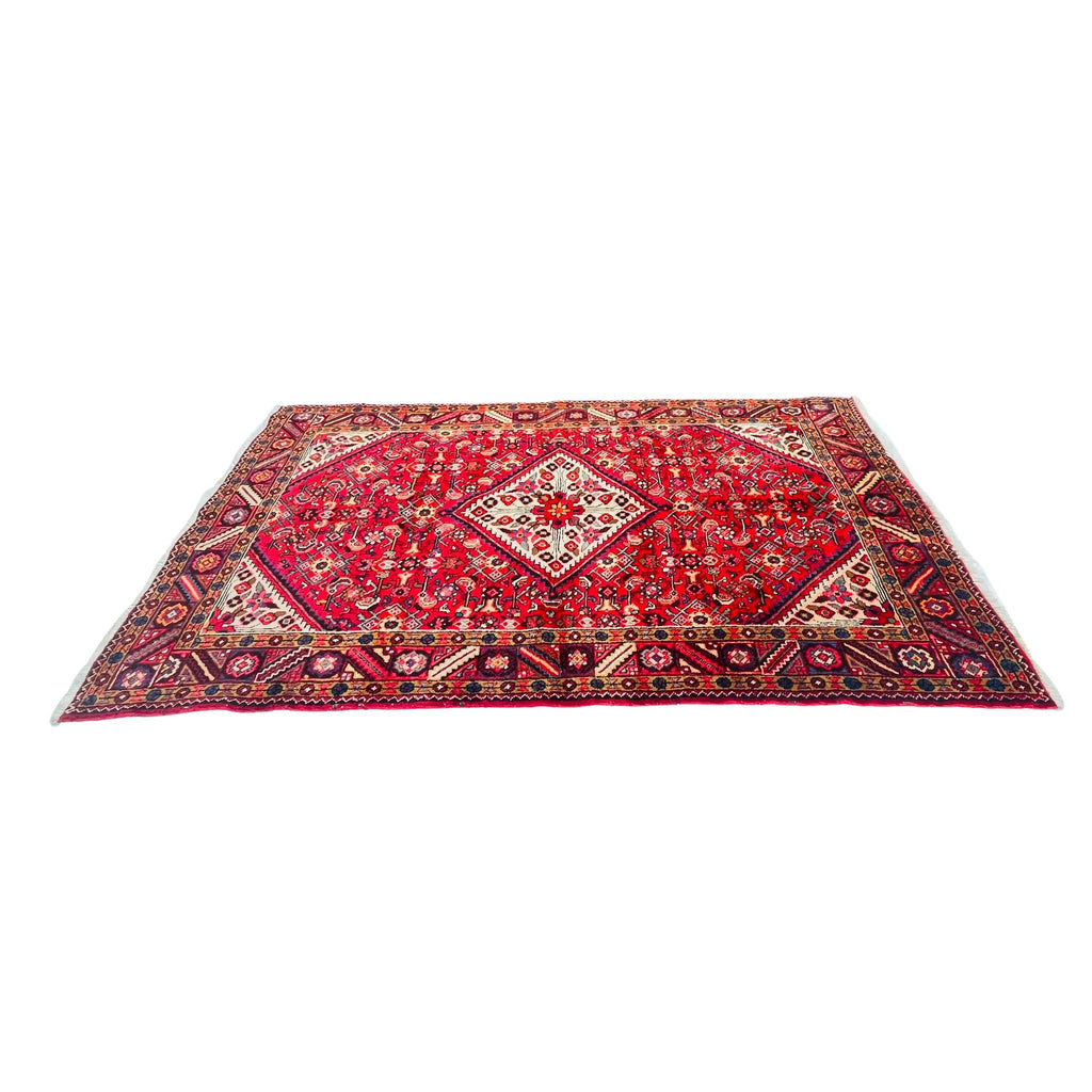 Orientteppich Rot Beige Blau Rautenmedaillons, handgeknüpftes Unikat – Ansicht 6