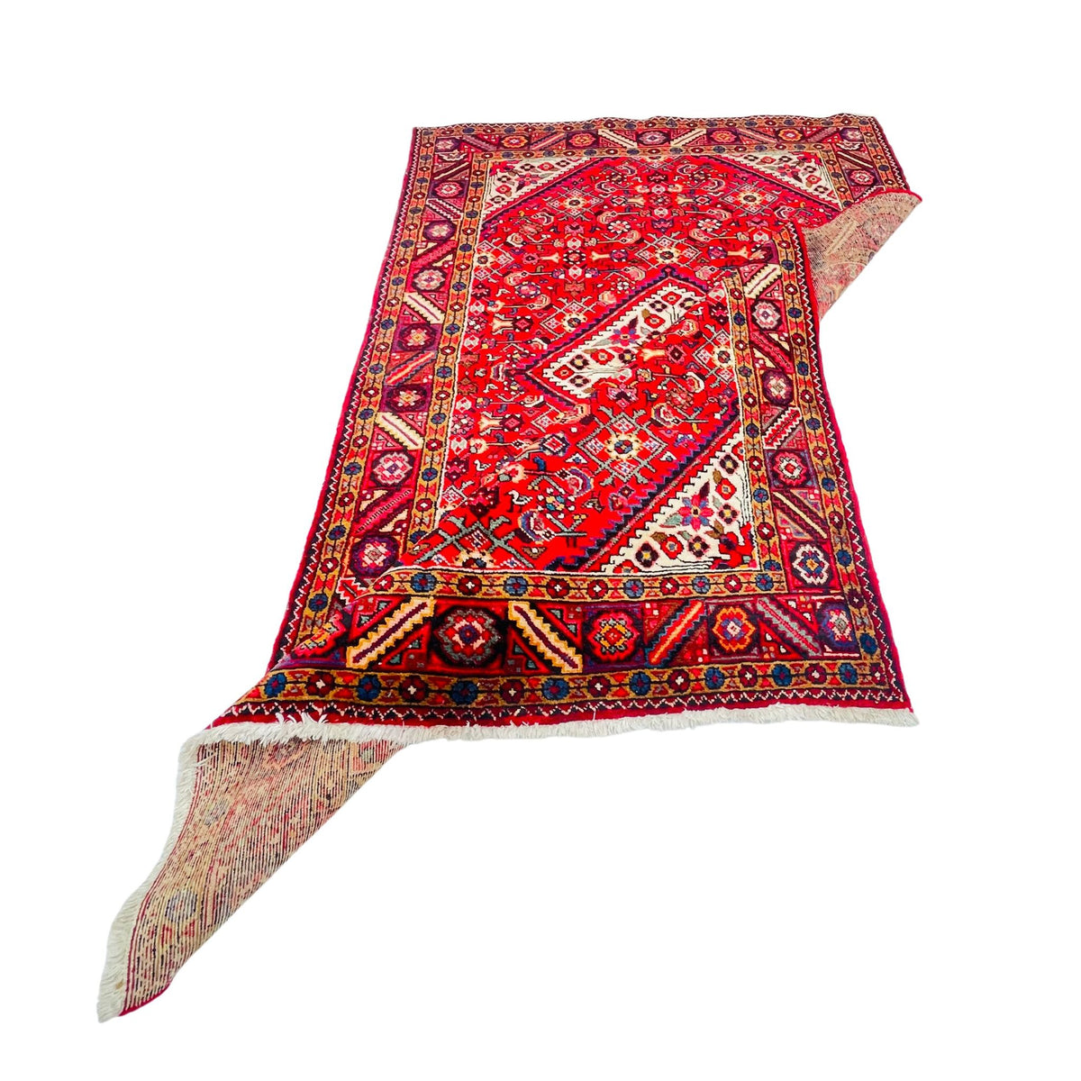 Orientteppich Rot Beige Blau Rautenmedaillons, handgeknüpftes Unikat – Ansicht 8