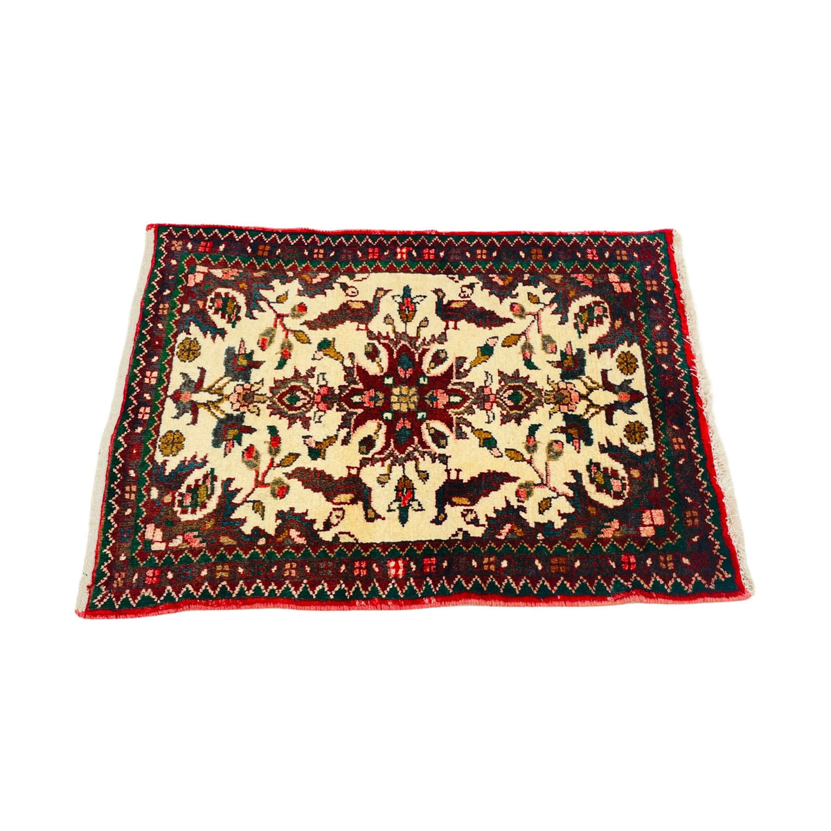 Poshti Orientteppich Beige Rot Vogelmotive, handgeknüpftes Unikat – Ansicht 4