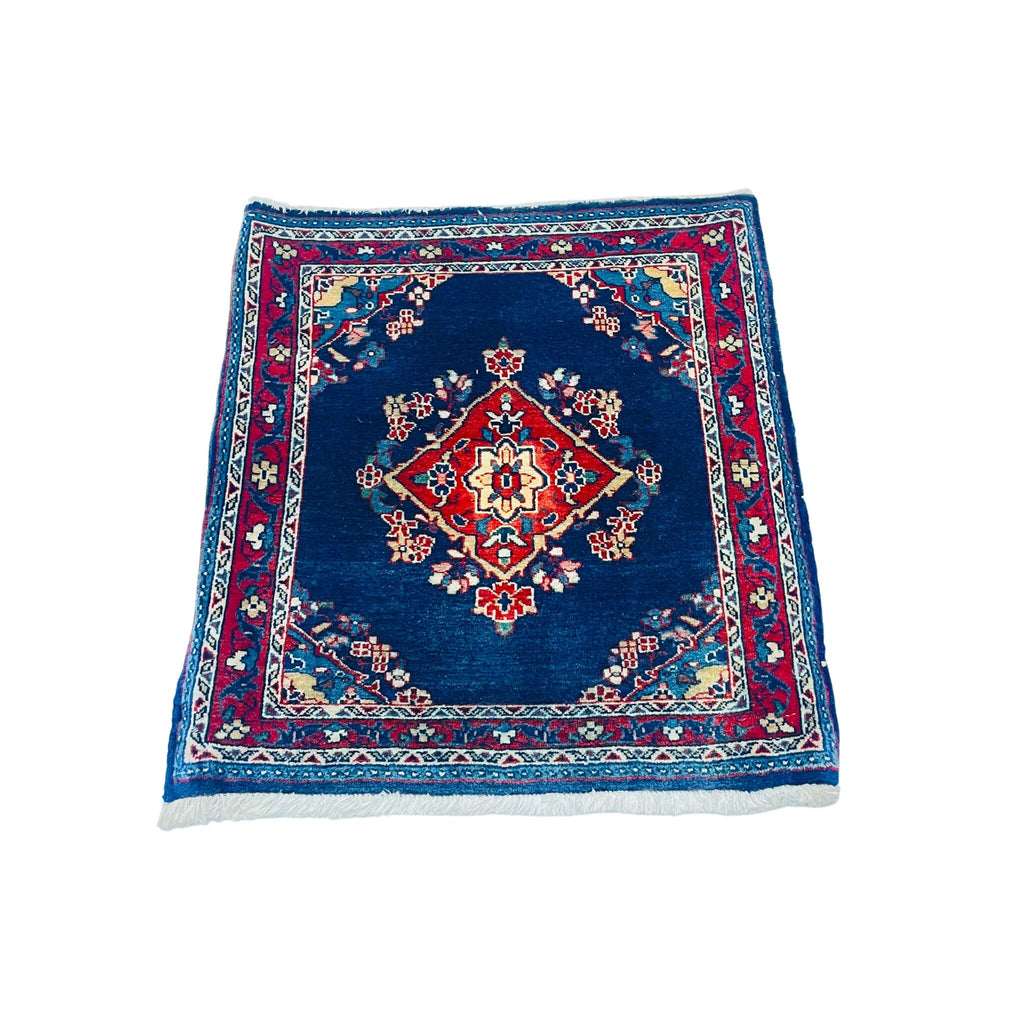 Poshti Orientteppich Blau Rot Rautenmedaillon, handgeknüpftes Unikat – Ansicht 3