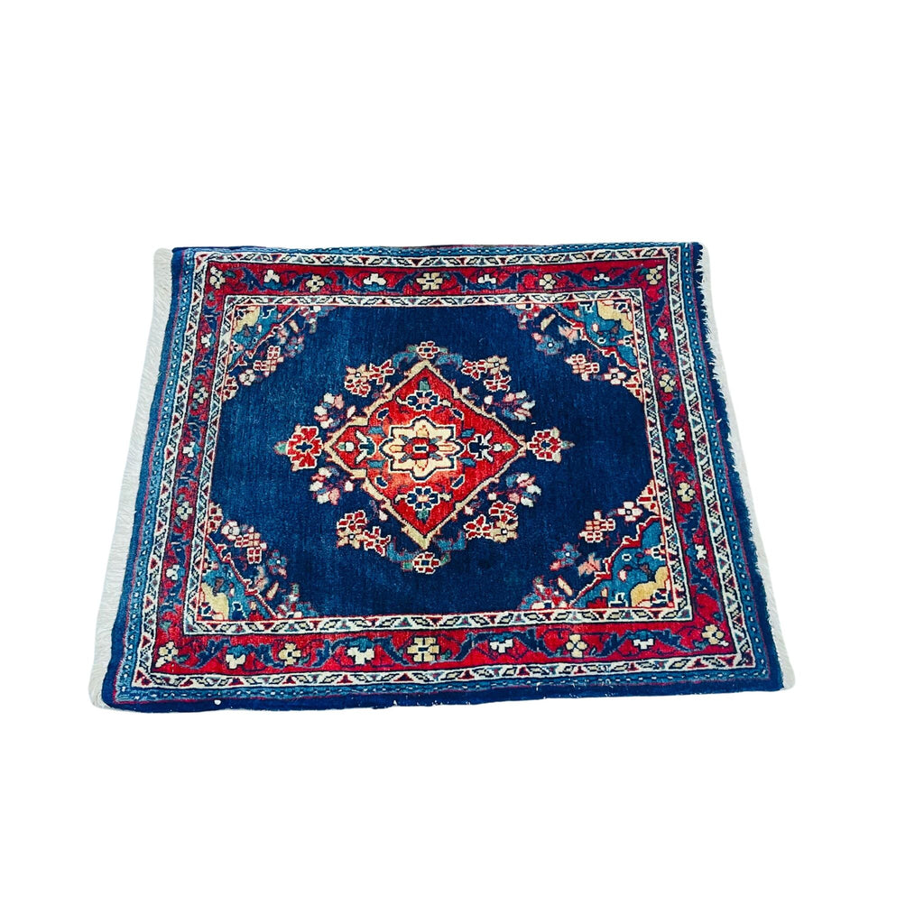 Poshti Orientteppich Blau Rot Rautenmedaillon, handgeknüpftes Unikat – Ansicht 4