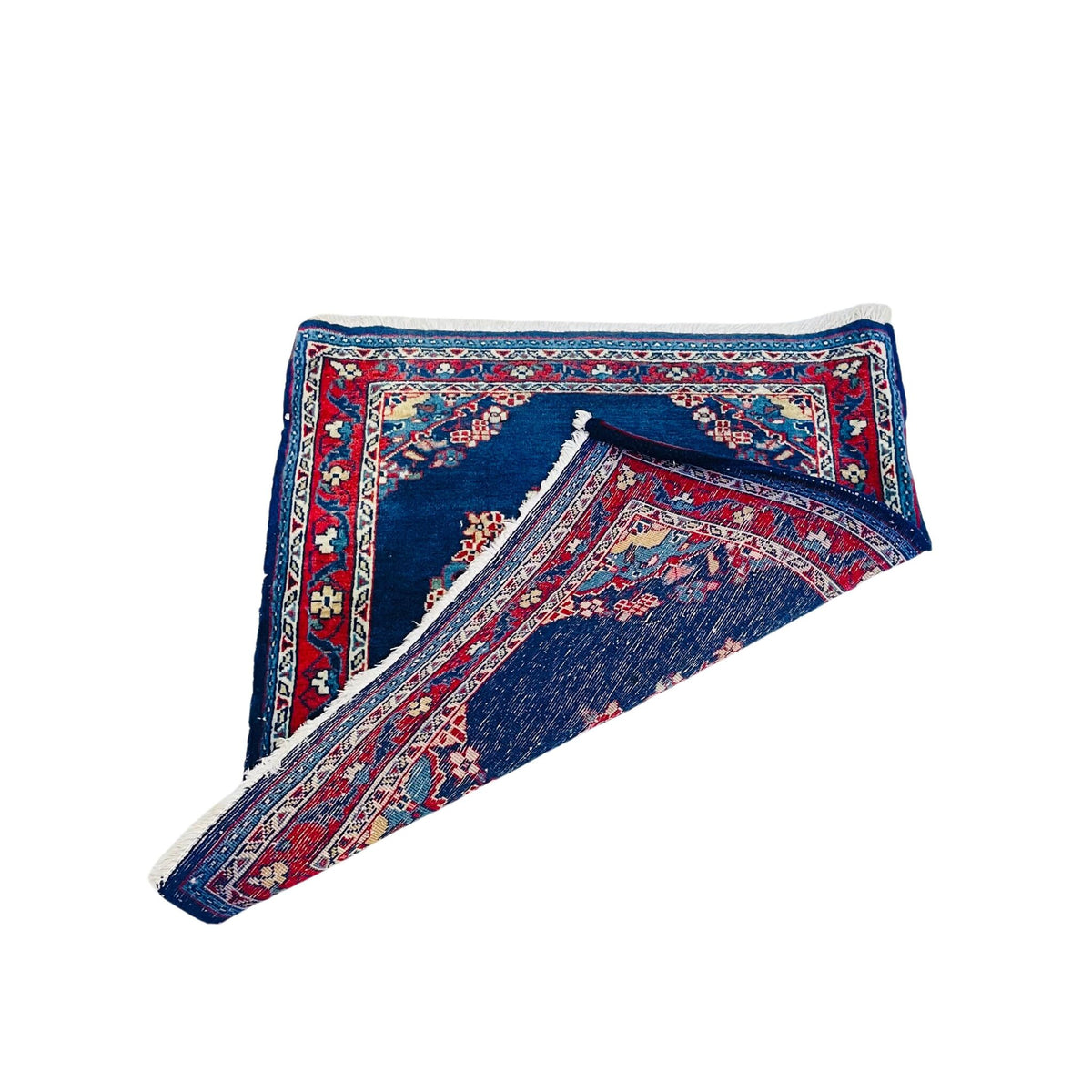 Poshti Orientteppich Blau Rot Rautenmedaillon, handgeknüpftes Unikat – Ansicht 5