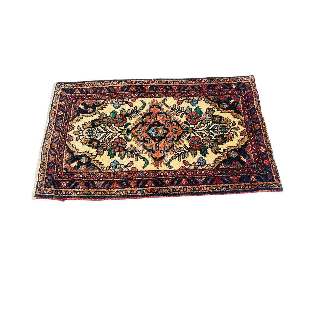 Poshti Orientteppich Beige Rot Medaillon, handgeknüpftes Unikat – Ansicht 4