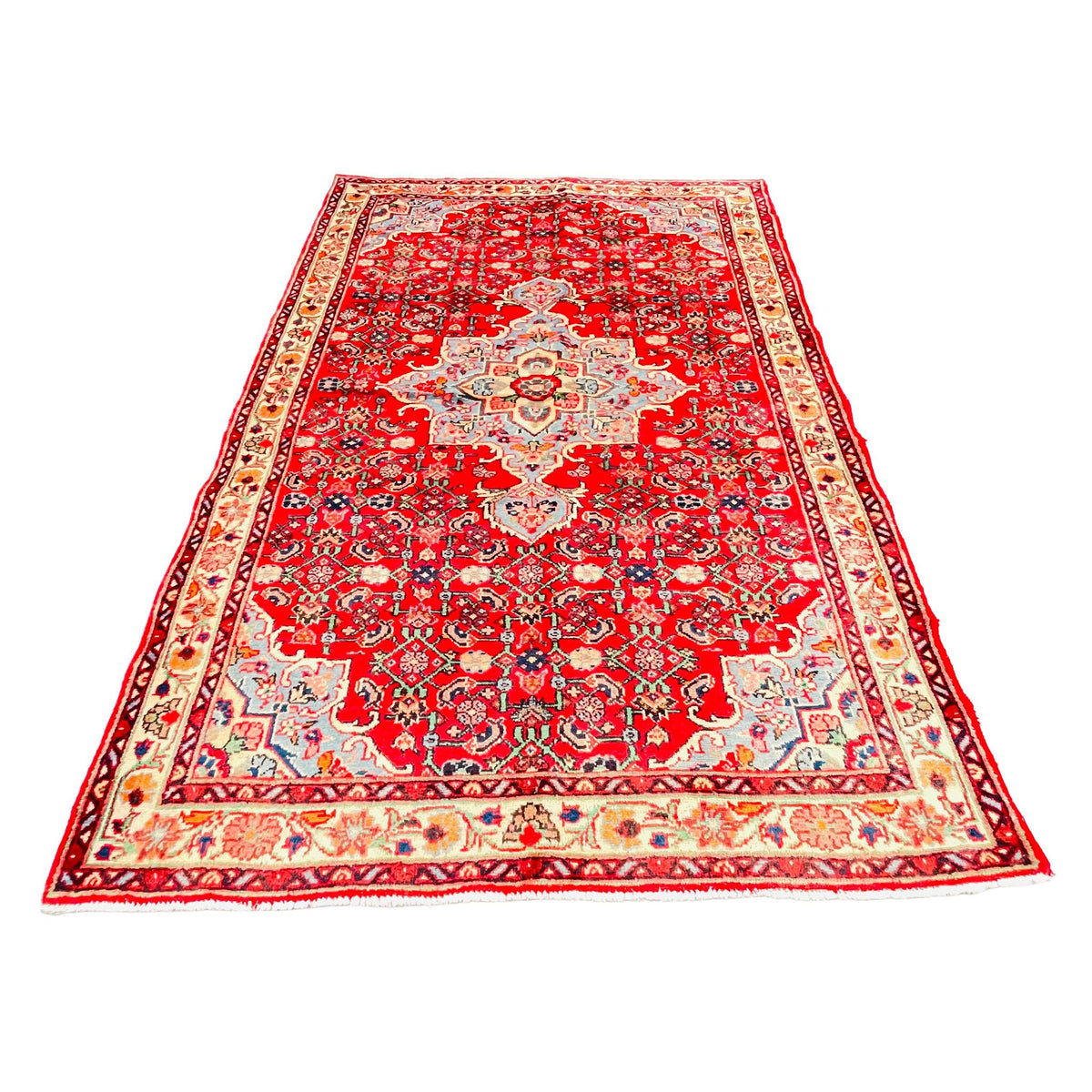 Orientteppich Rot Beige Sternmedaillon, handgeknüpftes Unikat – Ansicht 3