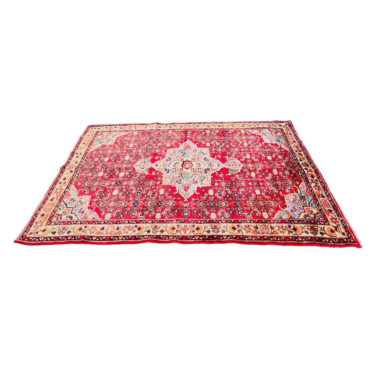 Orientteppich Rot Beige Sternmedaillon, handgeknüpftes Unikat – Ansicht 4