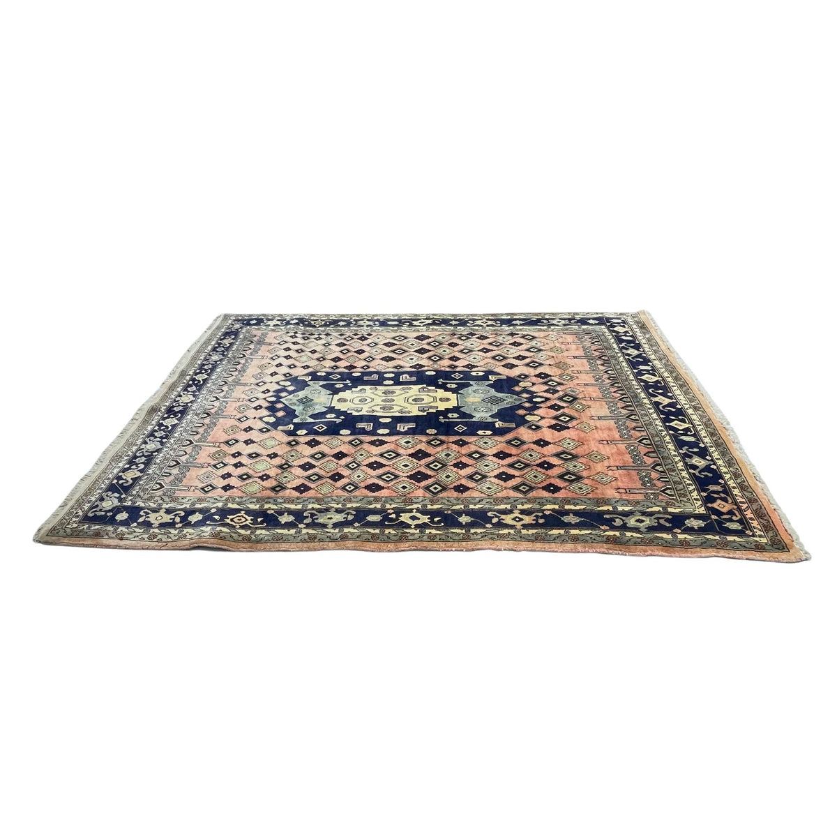 Orientteppich Terrakotta Blau Medaillon, handgeknüpftes Unikat – Ansicht 4