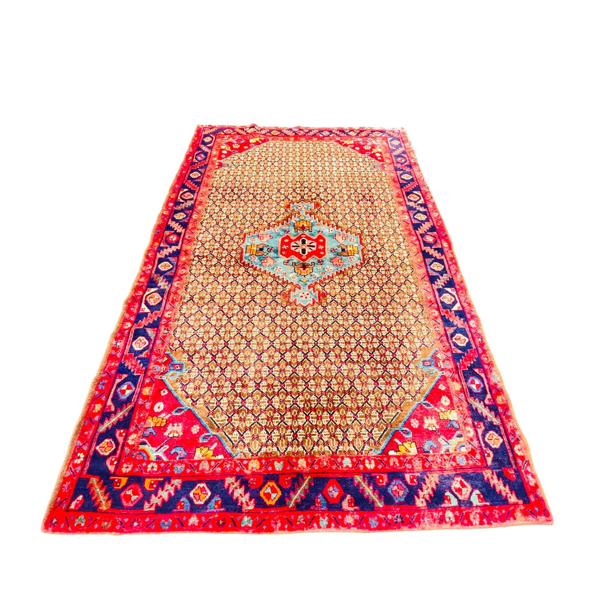 Orientteppich Beige Rot Medaillon, handgeknüpftes Unikat – Ansicht 3