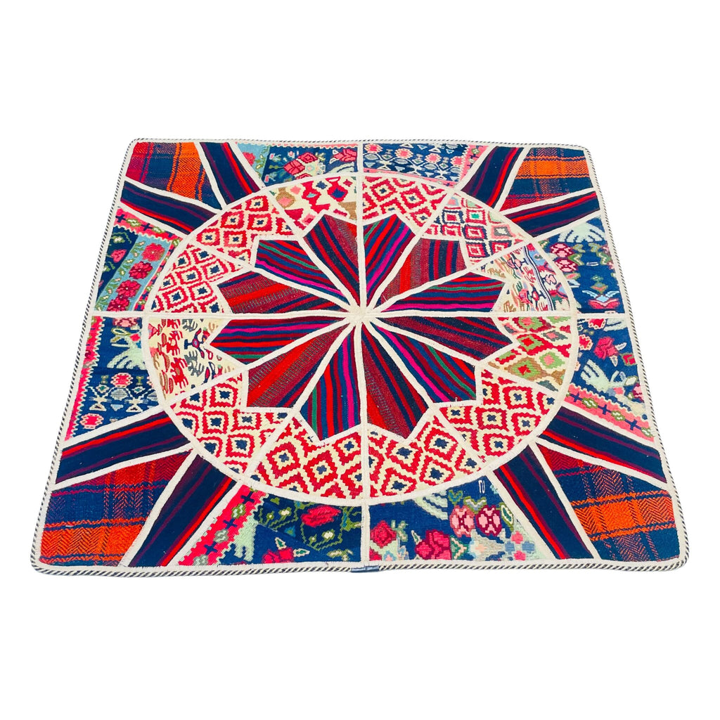 Kelim Teppich Rosette Patchwork Bunt, handgewebtes Unikat – Ansicht 3