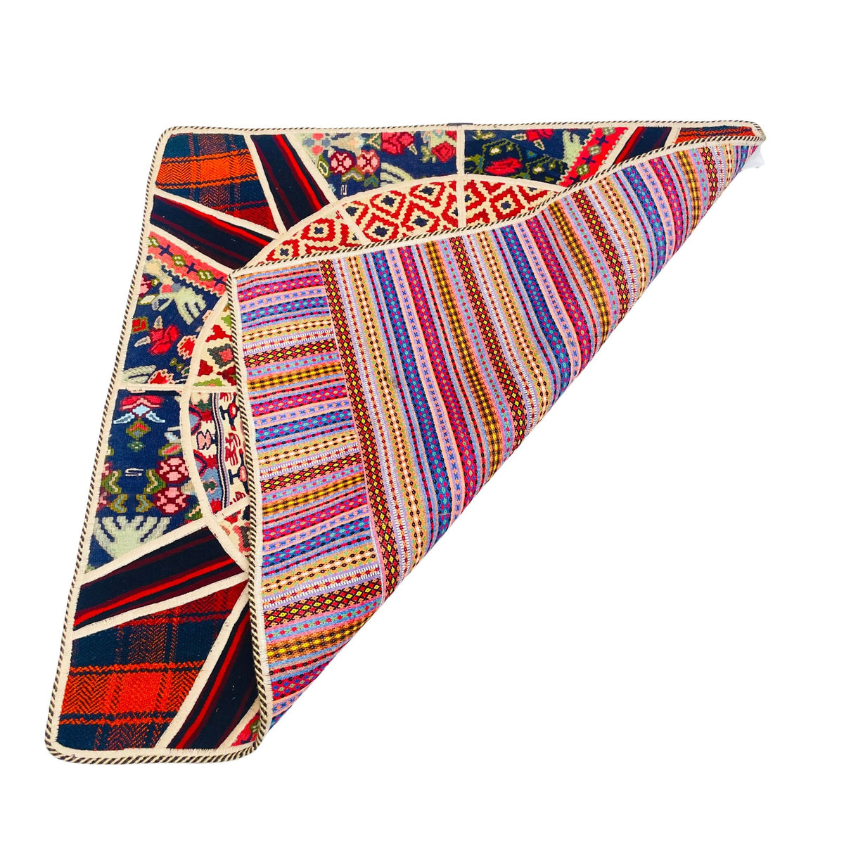 Kelim Teppich Rosette Patchwork Bunt, handgewebtes Unikat – Ansicht 5