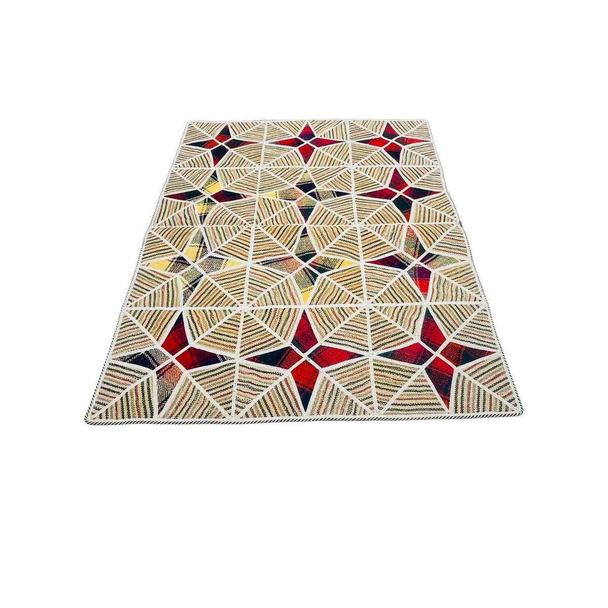 Handgeknüpfter Patchwork Teppich Sternen-Muster, Unikat – Ansicht 3